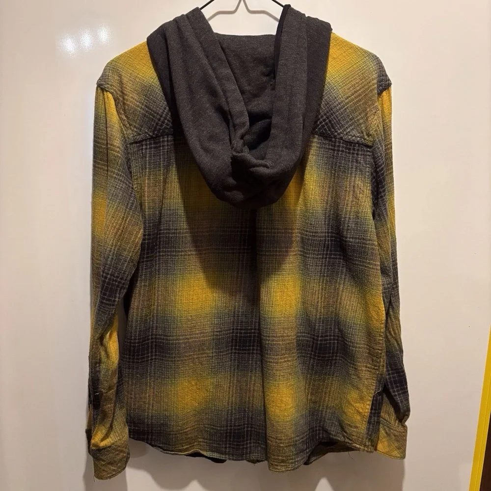 Empyre Flannel Shirt Zip Up With Hood Front‎ Pockets Side Pockets 38